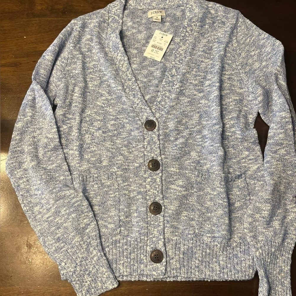 J. Crew Blue Cardigan Sweater V-Neck Knit
